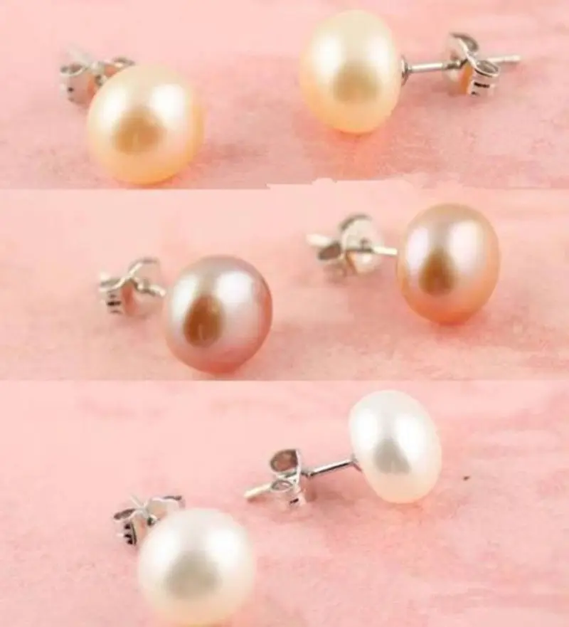 Hot sale new Style >>>>8-9mm 3 pair freshwater Pearl Sterling Silver stud Earrings 
Hot sale new Style >>>>8-9mm 3 pair freshwater Pearl Sterling Silver stud Earrings