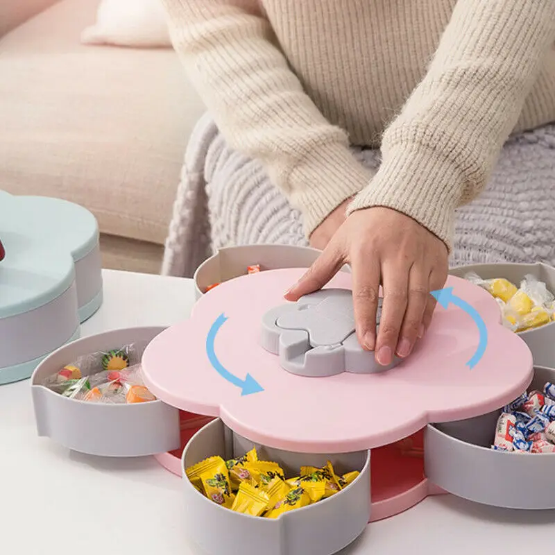 Creative Plastic Floral Rotating Snack Box Candy Tray Food Storage Box Flower Open Dried Fruit Plate Organizer Storage
Creative Plastic Floral Rotating Snack Box Candy Tray Food Storage Box Flower Open Dried Fruit Plate Organizer Storage