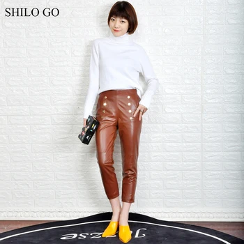 SHILO GO Leather Pants Womens Spring England sheepskin genuine leather Pants metal double breasted brown pencil pants
SHILO GO Leather Pants Womens Spring England sheepskin genuine leather Pants metal double breasted brown pencil pants