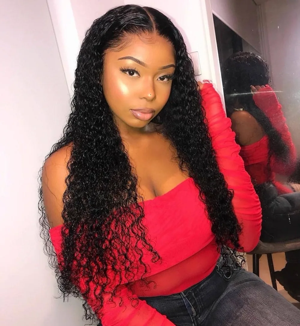 Lace Front Human Hair Wigs For Black Women Remy Brazilian Full Curly Lace Frontal Wigs With Baby Hair Pre Plucked Slove Funmi(China)
