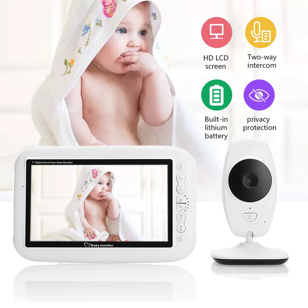 CYSINCOS 7 Inch Wireless Baby Monitor Screen Night Vision Lullaby Nanny Video Baby Monitor Supports Screen Split
CYSINCOS 7 Inch Wireless Baby Monitor Screen Night Vision Lullaby Nanny Video Baby Monitor Supports Screen Split