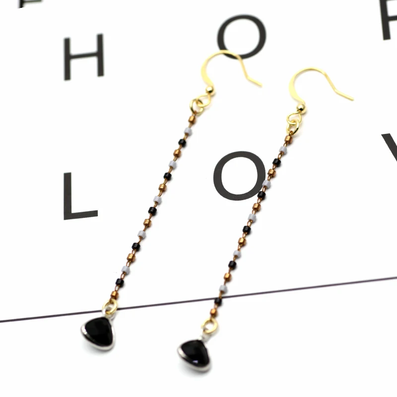 Single long tassel earring 006
