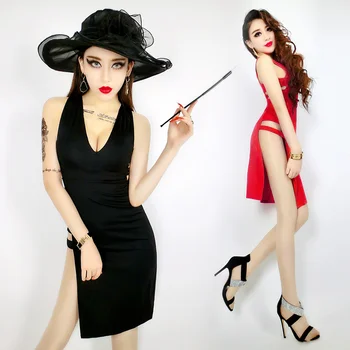 new Fashion ds costume sexy deep V-neck singer dj placketing slim hip dress for women
new Fashion ds costume sexy deep V-neck singer dj placketing slim hip dress for women