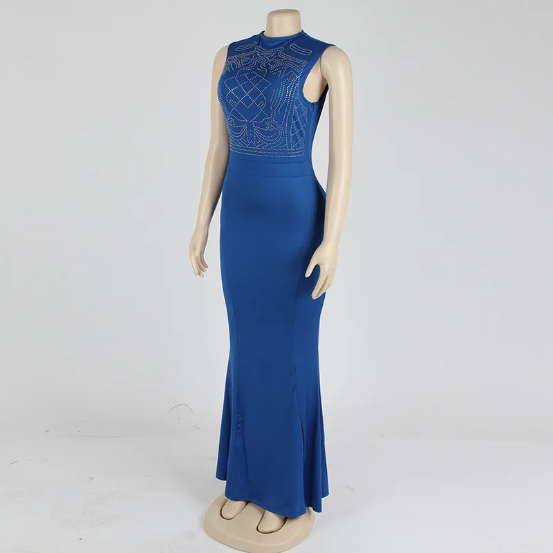 Kostlich Summer Dress Women 2017 Geometric Rhinestone O-Neck Sleeveless Sexy Women Long Dress NightClub Wear Maxi Party Dresses (33)