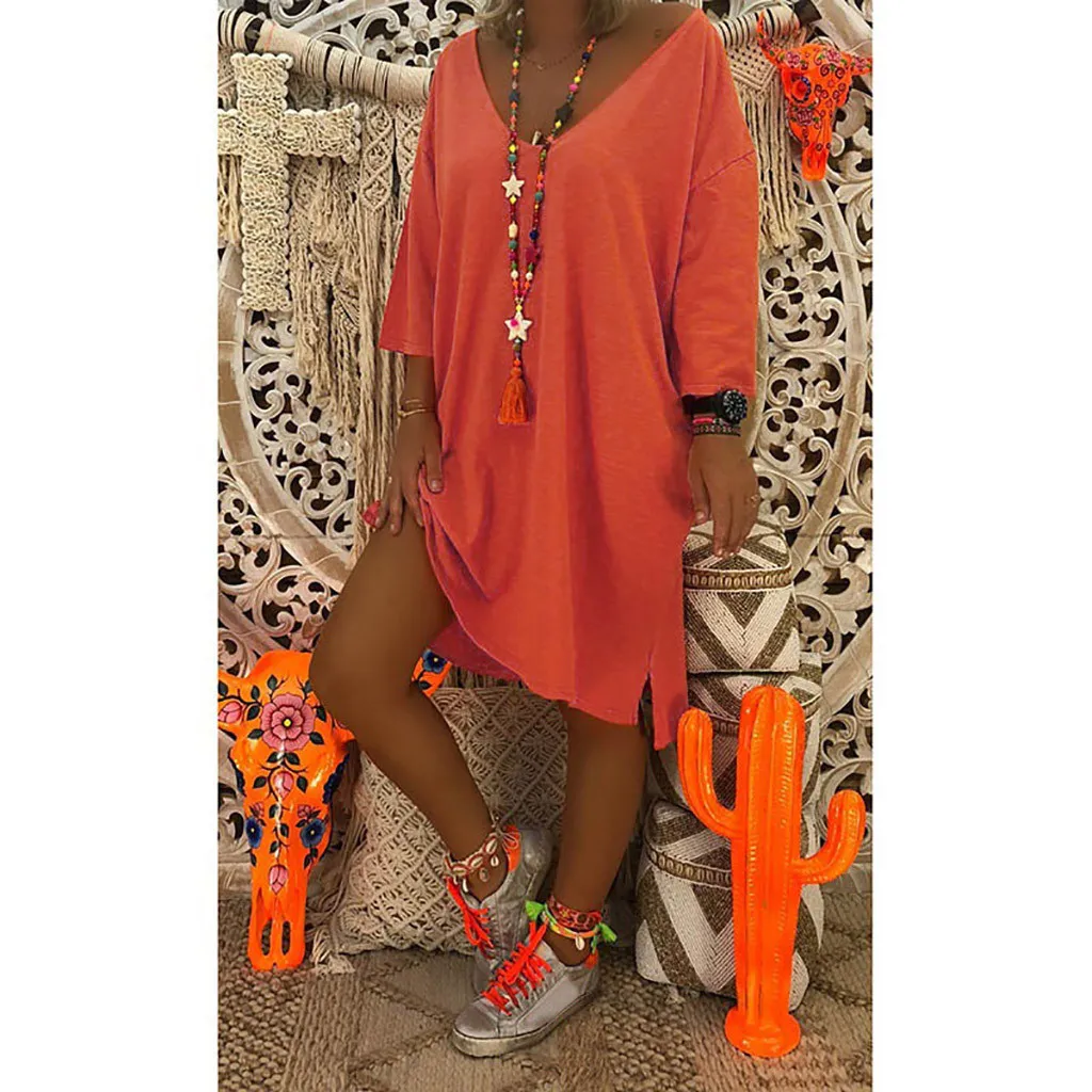 MUQGEW Spring New Casual Dress Women V Neck Caftan Boho Beach Cover Plus Size Ladies Elegant Party Dress Feminino Vestido
MUQGEW Spring New Casual Dress Women V Neck Caftan Boho Beach Cover Plus Size Ladies Elegant Party Dress Feminino Vestido