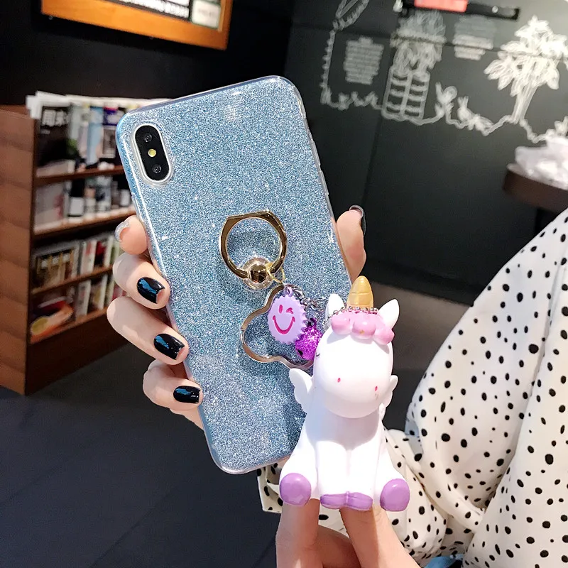 Phone Case For iphone 7 8 6S 6 Plus X XR XS MAX Silicone Shinning Ring With Stand Glitter Unicorn Pendant Protective Back Cover
Phone Case For iphone 7 8 6S 6 Plus X XR XS MAX Silicone Shinning Ring With Stand Glitter Unicorn Pendant Protective Back Cover