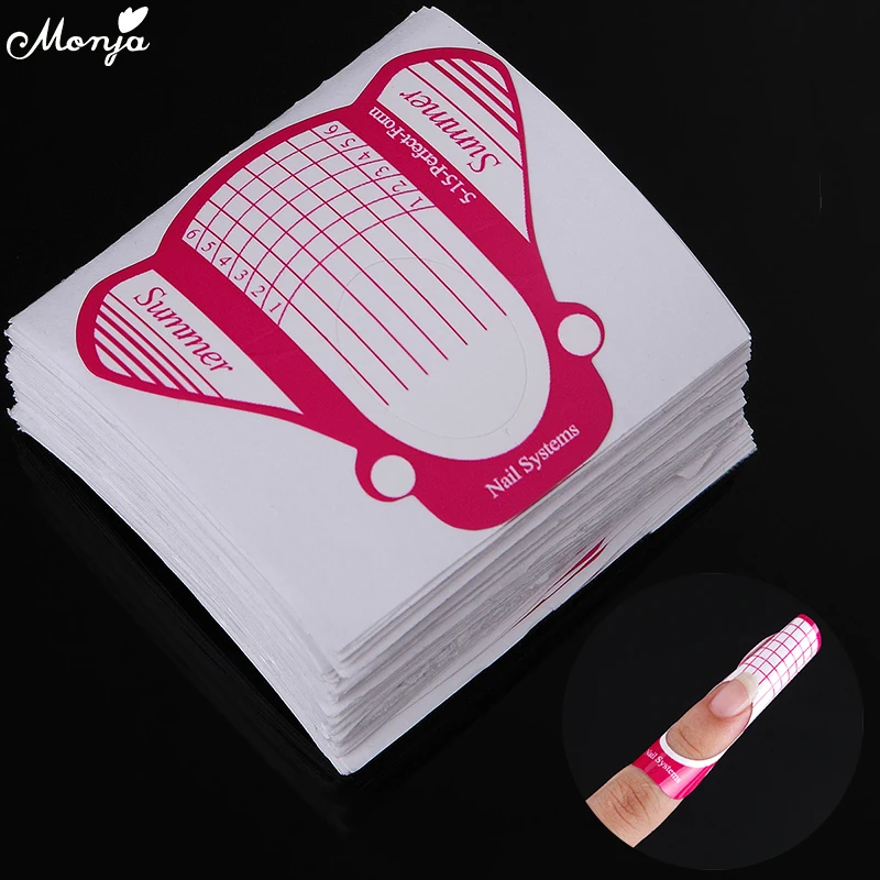 

Monja 100Pcs Rosered Bee Shape French Nail Art Extension Forms Acrylic UV Gel Polish DIY Styling Guide Tips Sticker Stencil Tool