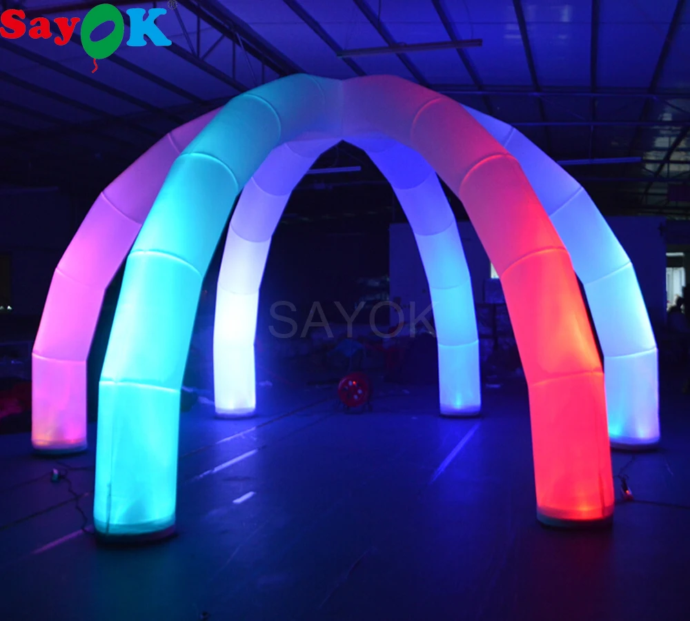 

Giant Outdoor Inflatable Spider Ten with 6 Legs LED Arch Tent 6x6X3M 16 Color Changing Lights for Exhibition Event Rental
