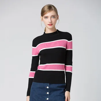 2018 Winter New Women's Half High Neck Contrast Color Slim Stretch Base Sweater Soft Sweater In Europe
2018 Winter New Women's Half High Neck Contrast Color Slim Stretch Base Sweater Soft Sweater In Europe