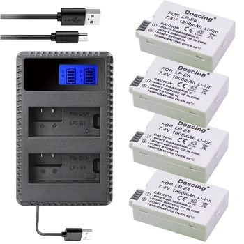 4pcs LP-E8 lp e8 Camera Batteries + LCD Dual Charger for Canon 550D 600D 650D 700D X4 X5 X6i X7i T2i T3i T4i T5i DSLR Camera
4pcs LP-E8 lp e8 Camera Batteries + LCD Dual Charger for Canon 550D 600D 650D 700D X4 X5 X6i X7i T2i T3i T4i T5i DSLR Camera