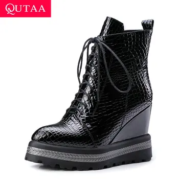 QUTAA 2020 Height Increasing Lace Up Zipper Platform Women Shoes Round Toe Stone Print Soft PU Leather Ankle Boots Size 34-42
QUTAA 2020 Height Increasing Lace Up Zipper Platform Women Shoes Round Toe Stone Print Soft PU Leather Ankle Boots Size 34-42