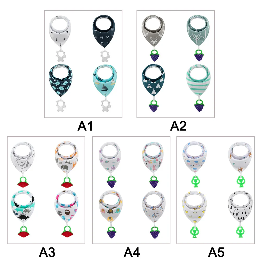 4pcs/Pack Baby Bibs Bandana Cartoon Triangle Bib with Teether Toddler Infant Feeding Cotton Saliva Towel Scarf
4pcs/Pack Baby Bibs Bandana Cartoon Triangle Bib with Teether Toddler Infant Feeding Cotton Saliva Towel Scarf