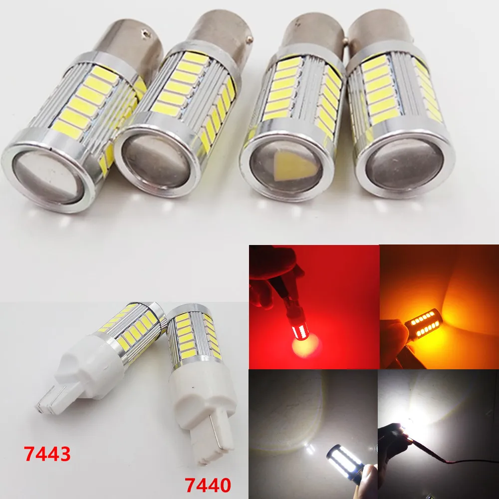 

4PCS 12V Car Use Led Turn Lamp Tail Signal Lights Auto Brake light BA15S P21W 1156 1157 /T20 7440 7443 W21 WY21W 5630 5730 33SMD