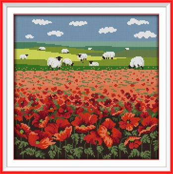 Flower Sea Poppy and sheep Cross Stitch Kits canvas Animal patterns Printed pattern Embroidery Needlework Cross-stitch set 14CT
Flower Sea Poppy and sheep Cross Stitch Kits canvas Animal patterns Printed pattern Embroidery Needlework Cross-stitch set 14CT
