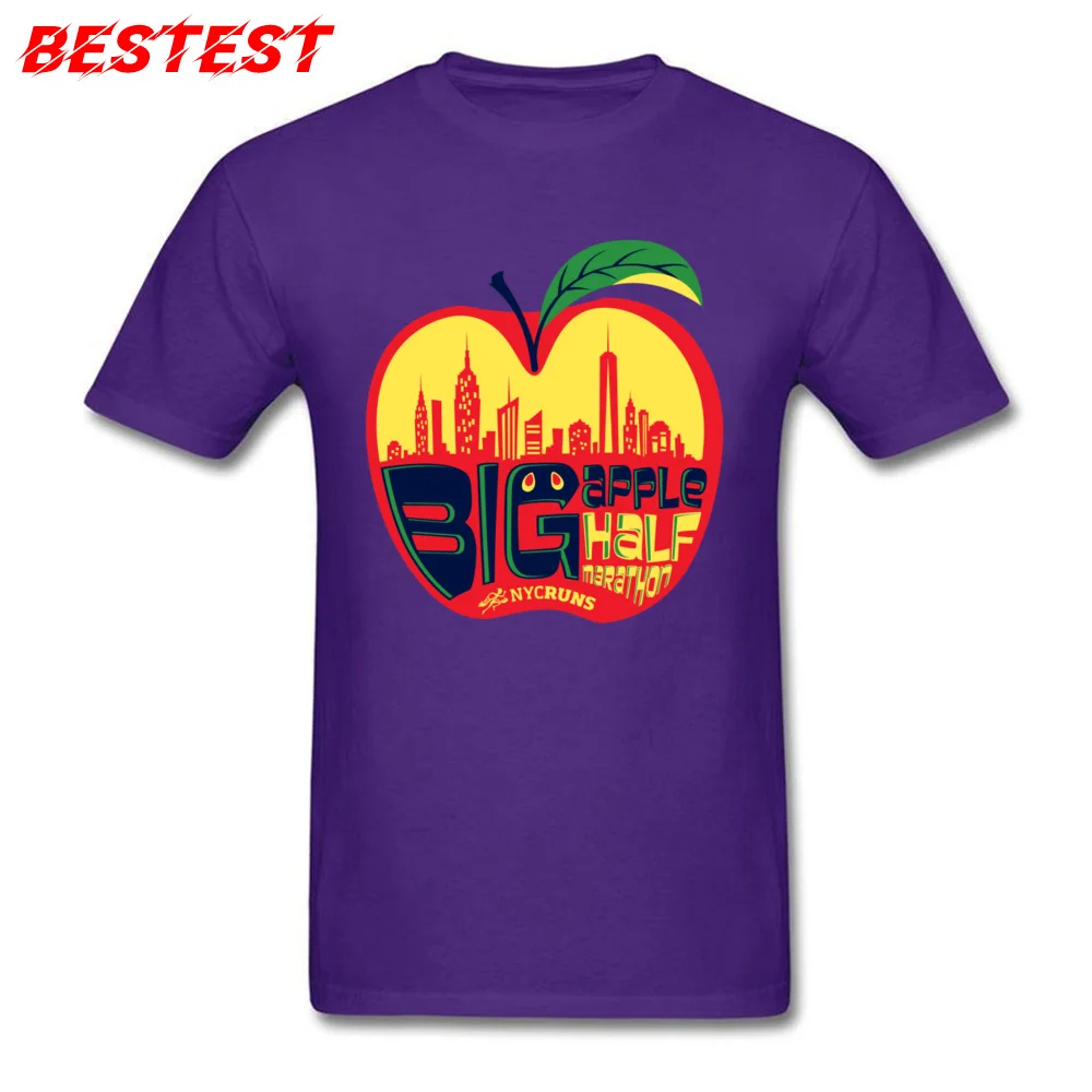 Mens Fashion Funny Tops Shirt Round Neck Autumn 100% Cotton Top T-shirts Printed On Short Sleeve NYCRUNS_BigAppleHalf T Shirt NYCRUNS_BigAppleHalf purple
