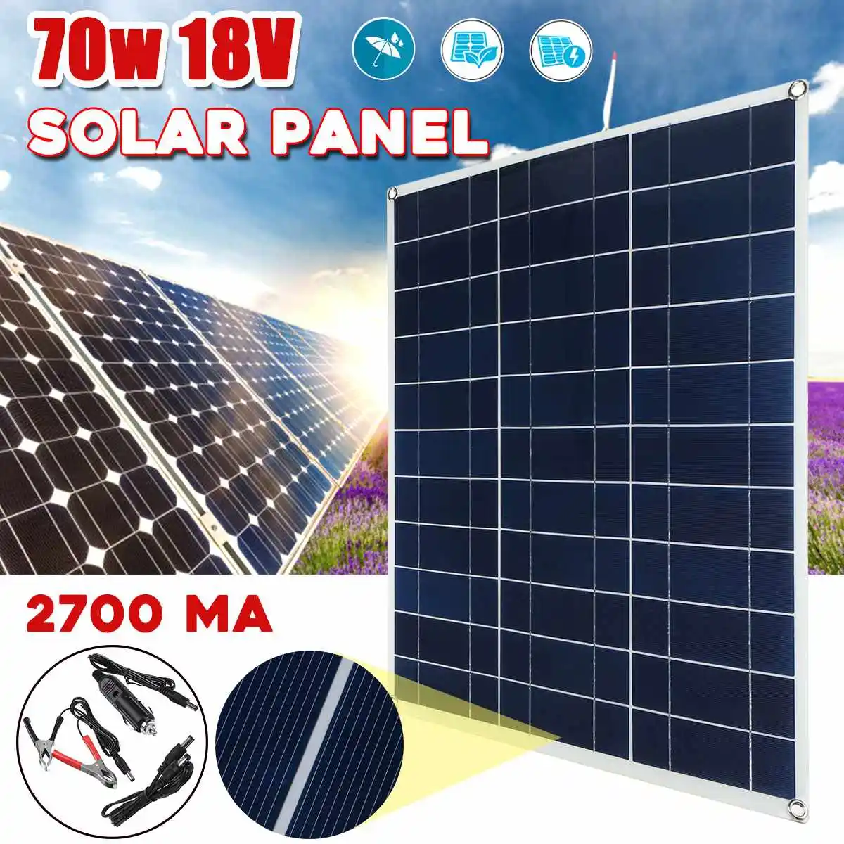 KINCO 50W 18VDC 60x50cm Polycrystalline Flexible Light Solar Panel with Charging Cable+Alligator Clip
KINCO 50W 18VDC 60x50cm Polycrystalline Flexible Light Solar Panel with Charging Cable+Alligator Clip