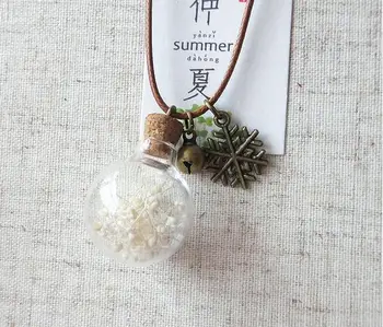 Hot sale 10pcs/lot natural real ivory dry flower glass bottle bronze snowflake charm+bell charm pendant necklace Wax cord chian
Hot sale 10pcs/lot natural real ivory dry flower glass bottle bronze snowflake charm+bell charm pendant necklace Wax cord chian