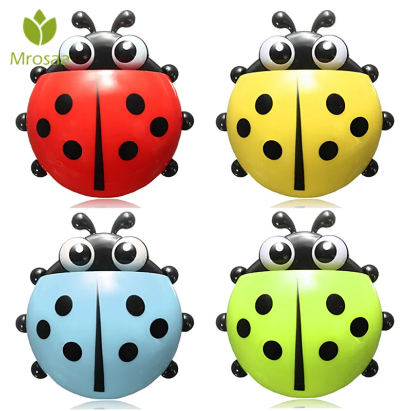 

Mrosaa Cute Pocket Ladybug Wall Suction Cup Pocket Toothbrush Holder Bathroom Hanger Stuff Home Decoration