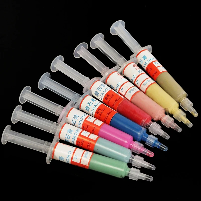 8pcs Diamond Polishing Lapping Paste Compound Syringes Set 5 Gram 0.5 - 10Micron Suitable For Use On Jewellery & Gemstone