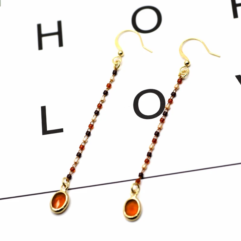 Single long tassel earring 009