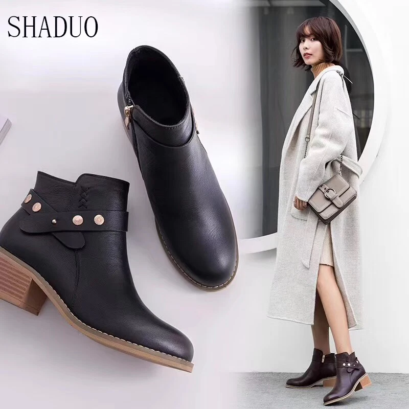 2018 shaduo women GenuineLeather wedge ankle boots 5cm
2018 shaduo women GenuineLeather wedge ankle boots 5cm