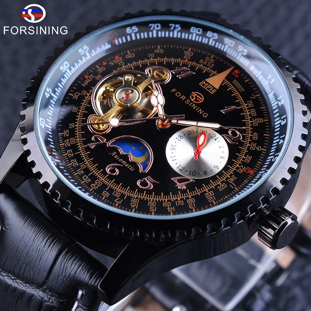 Forsining Tourbillion Moonphase Scale Dial Gear Bezel Design Genuine Leather Strap Mens Watches Top Brand Luxury Automatic Watch
Forsining Tourbillion Moonphase Scale Dial Gear Bezel Design Genuine Leather Strap Mens Watches Top Brand Luxury Automatic Watch