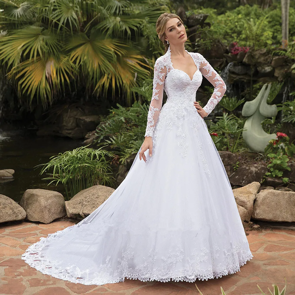 Custom Made Wedding Dress 2019 New Fashion A-line Long Sleeve Tulle Lace Bride Dresses Vestido de Noiva Wedding Gowns
Custom Made Wedding Dress 2019 New Fashion A-line Long Sleeve Tulle Lace Bride Dresses Vestido de Noiva Wedding Gowns