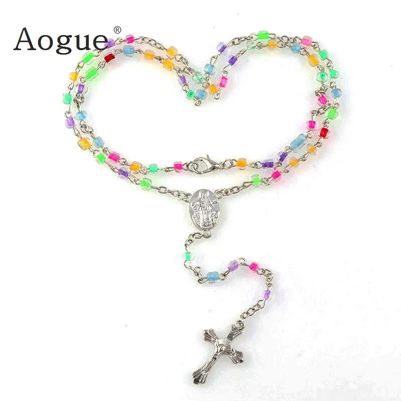 5mm Colorful Children's Rosary Beads Necklace With JESUS Cross Pendant Charms For Catholic Religious Jewelry Gift
5mm Colorful Children's Rosary Beads Necklace With JESUS Cross Pendant Charms For Catholic Religious Jewelry Gift