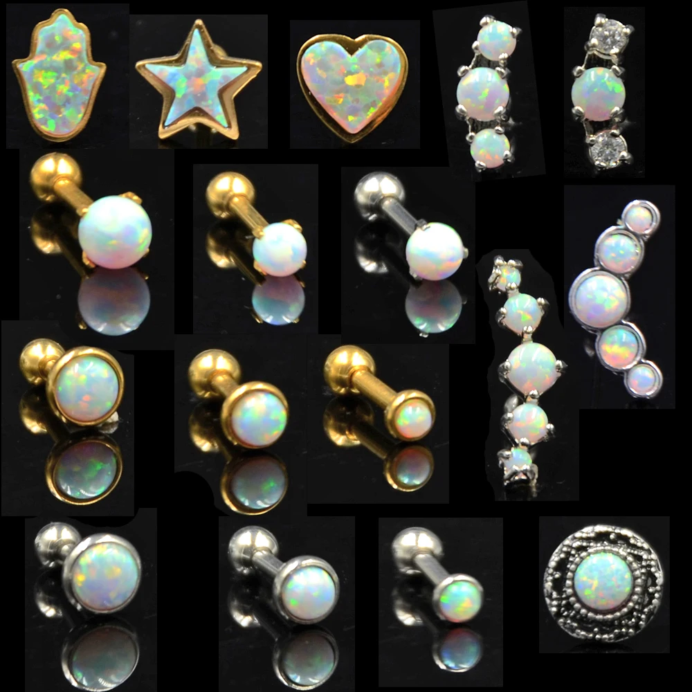 BOG-1PC 316l Surgical Steel Opal 17 Opal Stone Ear Tragus Cartilage Helix Earring Piercing Body jewelry Opal earring stud 16g
BOG-1PC 316l Surgical Steel Opal 17 Opal Stone Ear Tragus Cartilage Helix Earring Piercing Body jewelry Opal earring stud 16g