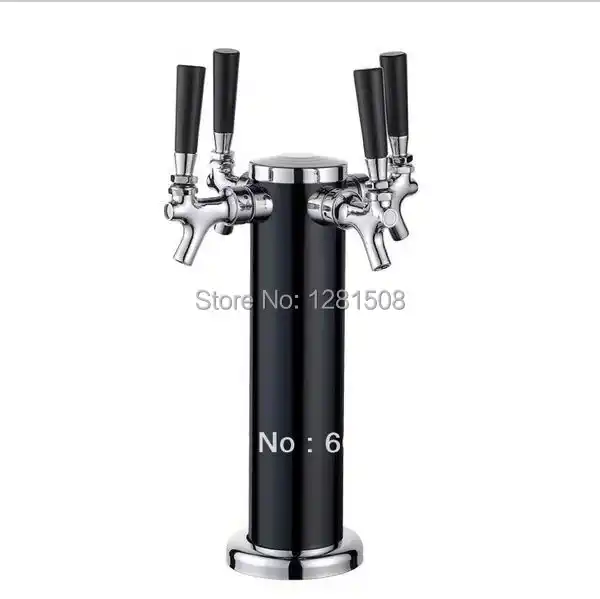 Four 4 Tap Stainless Steel Draft Beer Tower Kegerator Dual Chrome
