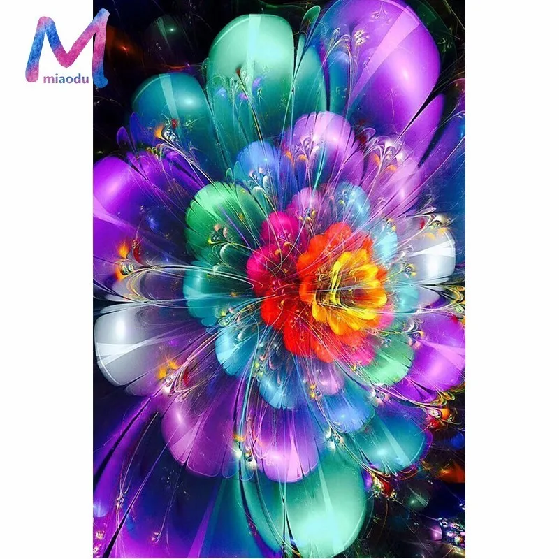 MIAODU 5D DIY алмазная живопись цветные цветы вышивка полный квадратный алмаз крестом