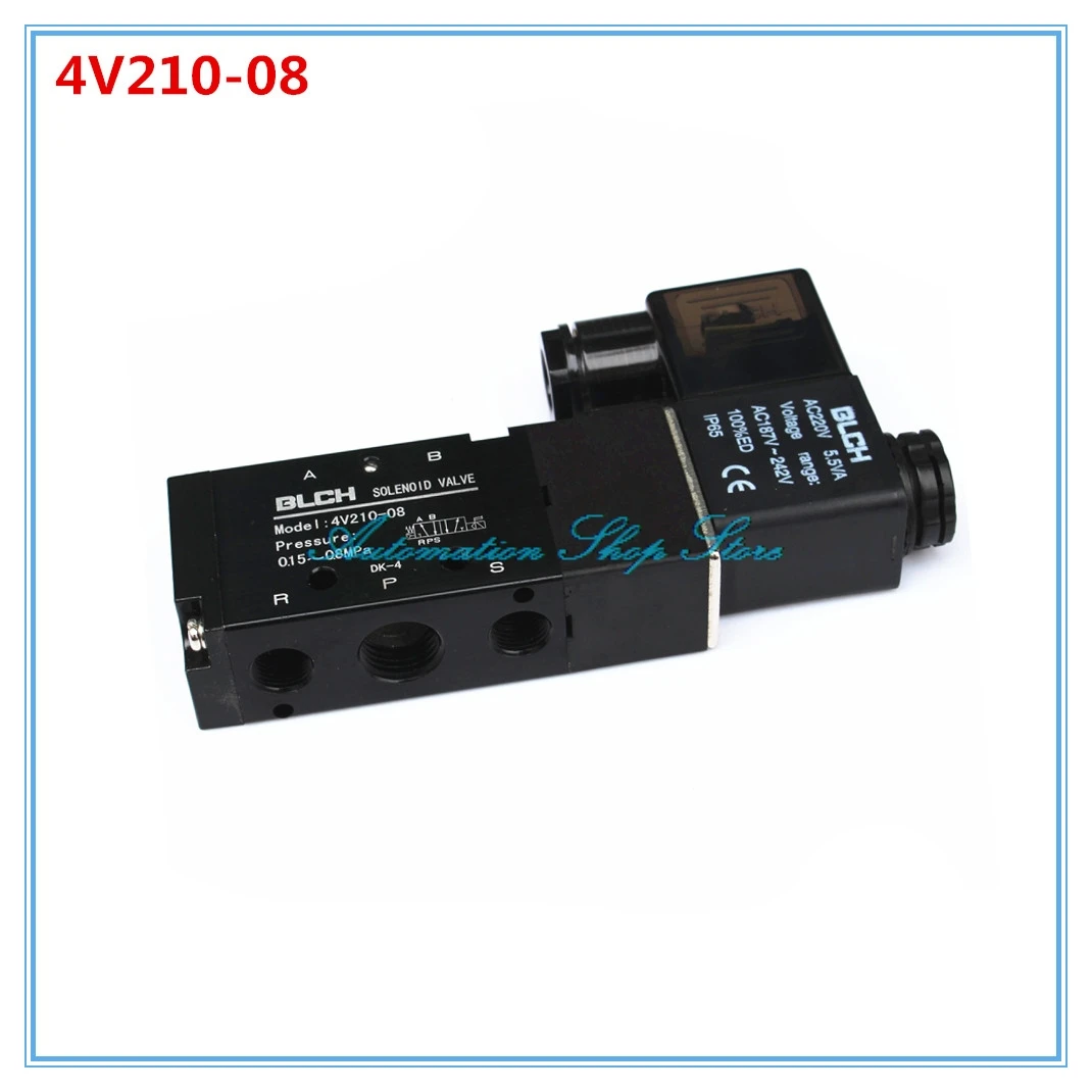 Black Pneumatic Solenoid Air Valve 5 Way 2 Position 4V210-08 DC12V,24V. AC110V,220V,380V.
Black Pneumatic Solenoid Air Valve 5 Way 2 Position 4V210-08 DC12V,24V. AC110V,220V,380V.