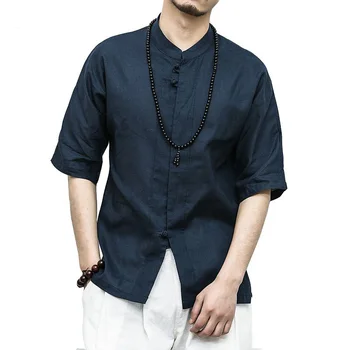 MFERLIER 5XL Bust 124cm Autumn summer men shirts cotton linen Half sleeve Vintage Solid color shirts men 5 colors 
MFERLIER 5XL Bust 124cm Autumn summer men shirts cotton linen Half sleeve Vintage Solid color shirts men 5 colors