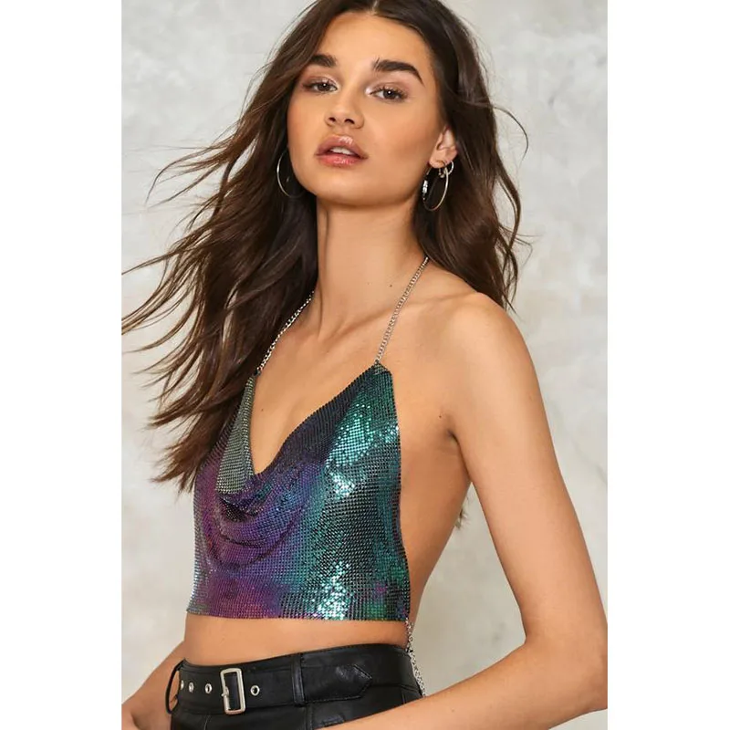 Women fashion Shiny Metal sexy Crop tops ladies Summer Party Club sleeveless halter v-neck Sequined short tank Tops
Women fashion Shiny Metal sexy Crop tops ladies Summer Party Club sleeveless halter v-neck Sequined short tank Tops