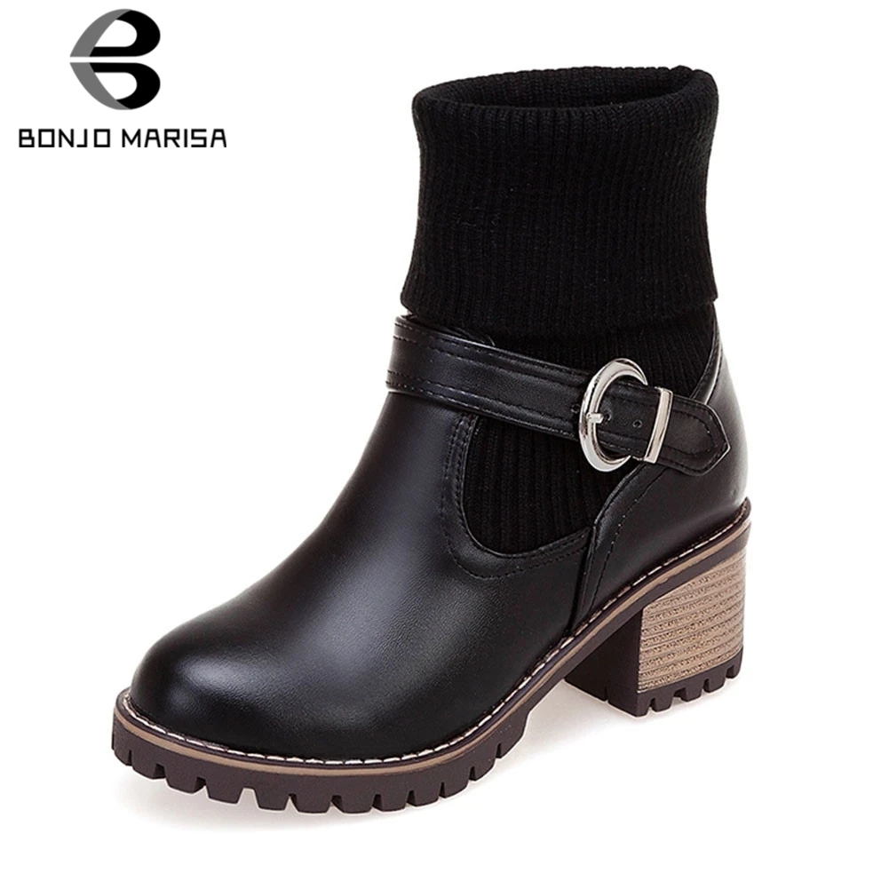 BONJOMARISA New Fashion Big Size 34-43 Buckle Slip On Women Shoes Woman Casual Party Ol Ladies High Heels Winter Ankle Boots
BONJOMARISA New Fashion Big Size 34-43 Buckle Slip On Women Shoes Woman Casual Party Ol Ladies High Heels Winter Ankle Boots