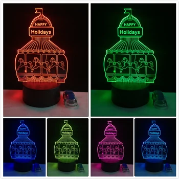New Creative 3D Happy Holidays Cartoon Playground Carousel illusion 7 Colors Gradient LED Night Light Child Kids Xmas Toys Gifts
New Creative 3D Happy Holidays Cartoon Playground Carousel illusion 7 Colors Gradient LED Night Light Child Kids Xmas Toys Gifts