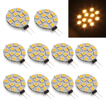 

10 X G4 Ampoule LED 5050 SMD 12LEDs lampe DC12V Blanc Chaud 360 Degree Replace Halogen Lamp g4 led g4 light lamp corn