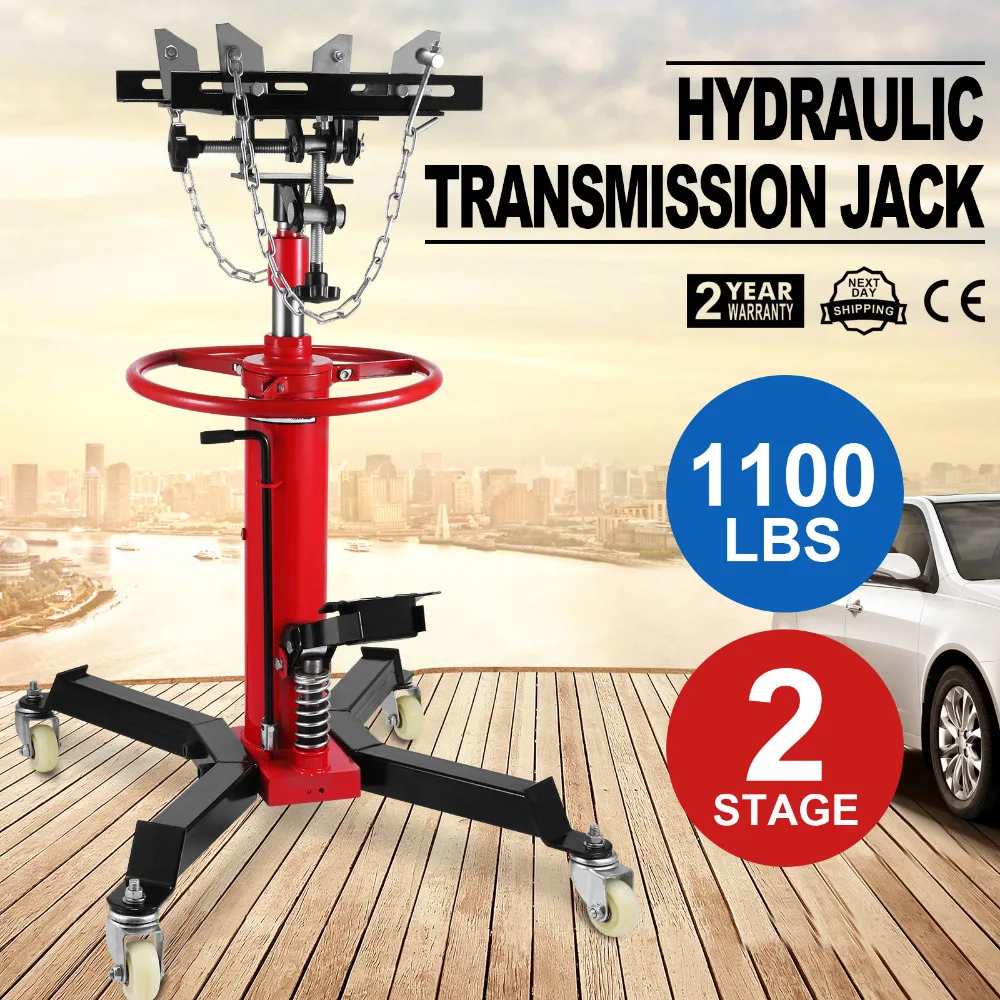 1100 LB 2 Stage Hydraulic Transmission Jack w/ 360 degree Swivel Wheels Lift Hoist
1100 LB 2 Stage Hydraulic Transmission Jack w/ 360 degree Swivel Wheels Lift Hoist