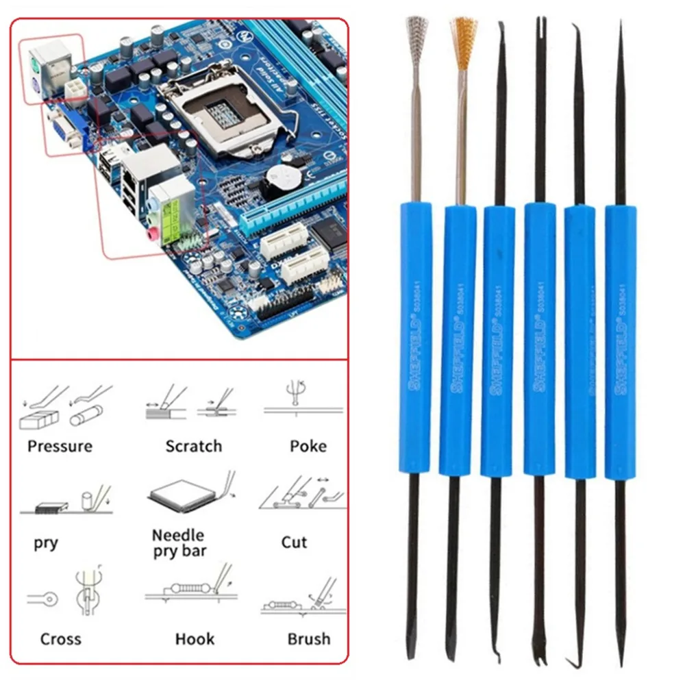 6pcs Desoldering Aid Tool Kit Welding Work Help Solder Auxiliary Tools Electronic Heat Assist for Grinding PCB Cleaning Repair
6pcs Desoldering Aid Tool Kit Welding Work Help Solder Auxiliary Tools Electronic Heat Assist for Grinding PCB Cleaning Repair