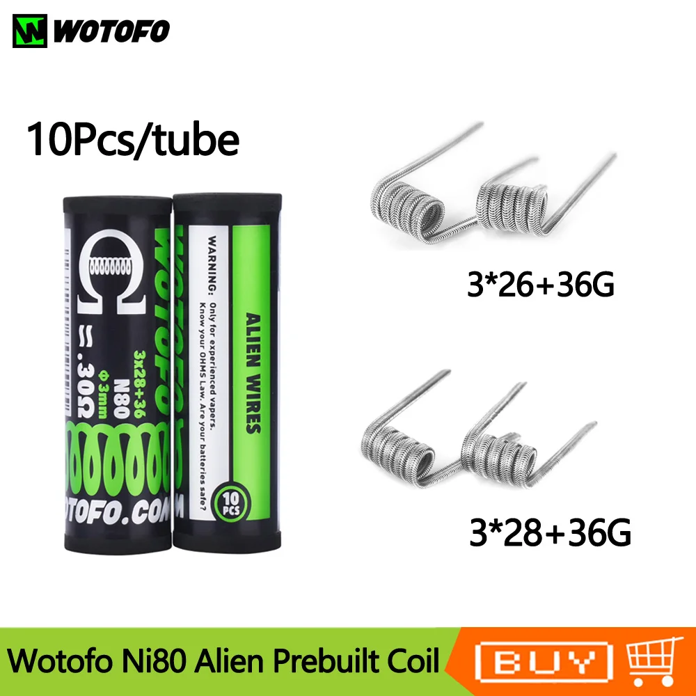 10pcs/tube Original Prebuilt Coil Wotofo Ni80 Alien Heating Coil Head Replacement Coil 0.22ohm/0.3ohm For RDA RTA Vape Tank
10pcs/tube Original Prebuilt Coil Wotofo Ni80 Alien Heating Coil Head Replacement Coil 0.22ohm/0.3ohm For RDA RTA Vape Tank