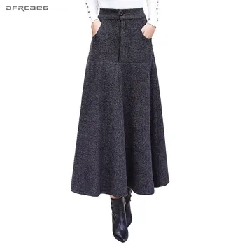 Vintage Striped Woolen Skirts Women Winter 2018 Fashion High Waist Office Wool Warm Pleated Long Skirt Casual Ladies Saia Longa 
Vintage Striped Woolen Skirts Women Winter 2018 Fashion High Waist Office Wool Warm Pleated Long Skirt Casual Ladies Saia Longa