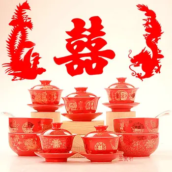 Chinese wedding red tea bowl cup set dragon phoenix double happiness ceramic wine cup cover teaware gift marriage celebration
Chinese wedding red tea bowl cup set dragon phoenix double happiness ceramic wine cup cover teaware gift marriage celebration