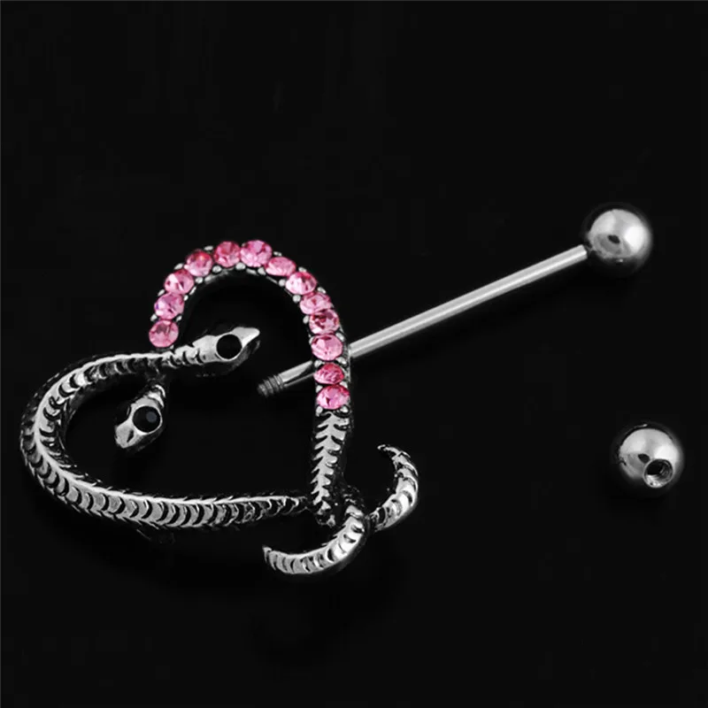 Double Snake Head Nipple Piercing Sexy Serpentine White Pink Heart Shaped Nipple Rings Body Jewelry Women Bar Barbell Piercing
Double Snake Head Nipple Piercing Sexy Serpentine White Pink Heart Shaped Nipple Rings Body Jewelry Women Bar Barbell Piercing