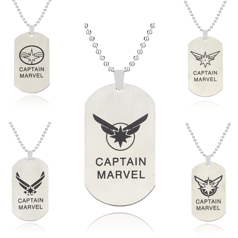 Movie The Avengers Captain Marvel Pendant Necklace Stainless Steel Dog Tag Ball Chain Statement Necklace Graduation Gift Jewelry
Movie The Avengers Captain Marvel Pendant Necklace Stainless Steel Dog Tag Ball Chain Statement Necklace Graduation Gift Jewelry