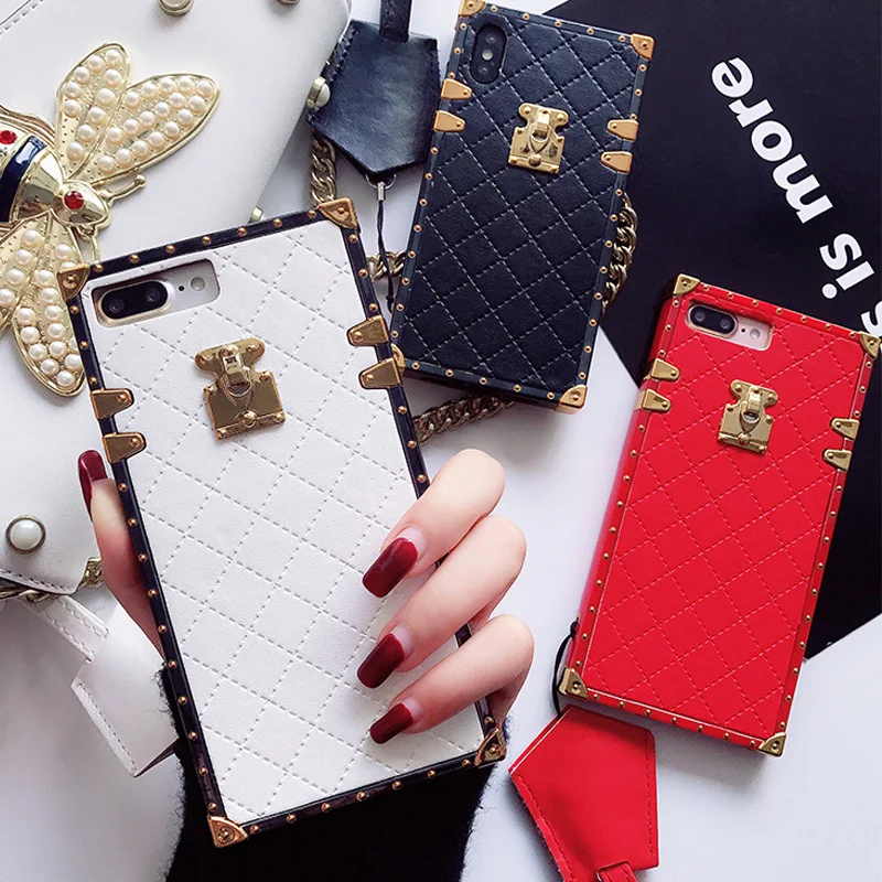 Fashion luxury Square girl Plaid Pattern Leather Case for iPhone Xs Max XR X 8 7 6 6s Plus Case PU Phone Cover with lanyard
Fashion luxury Square girl Plaid Pattern Leather Case for iPhone Xs Max XR X 8 7 6 6s Plus Case PU Phone Cover with lanyard