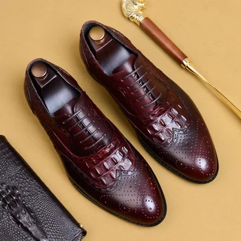 Alligator Pattern Genuine Leather Formal Dress Wingtip Brogues Shoes Italian Pointed Toe Handcrafted Men's Wedding Oxfords AS101
Alligator Pattern Genuine Leather Formal Dress Wingtip Brogues Shoes Italian Pointed Toe Handcrafted Men's Wedding Oxfords AS101