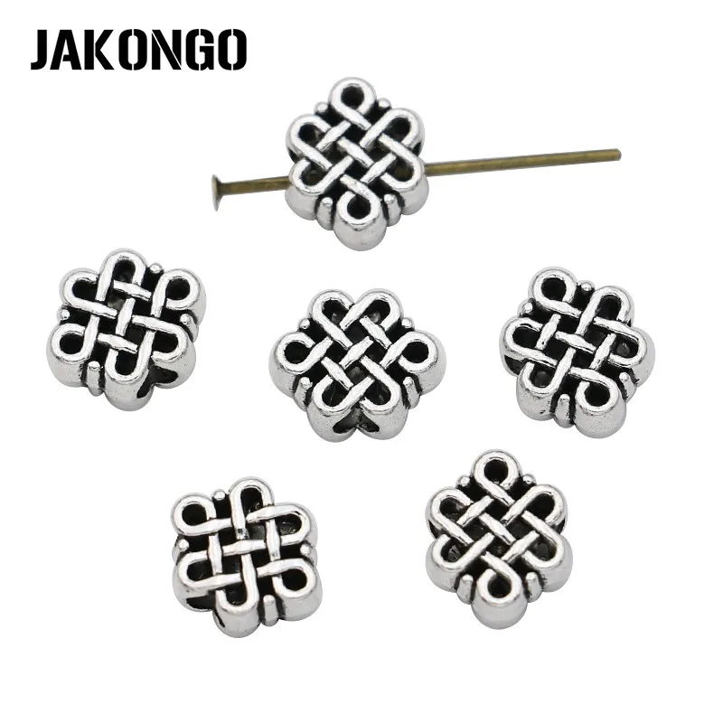 JAKONGO 20pcs Antique Silver China Knot Spacer Beads for Jewelry Making Bracelet Accessories DIY Handmade Craft 11x9mm
JAKONGO 20pcs Antique Silver China Knot Spacer Beads for Jewelry Making Bracelet Accessories DIY Handmade Craft 11x9mm