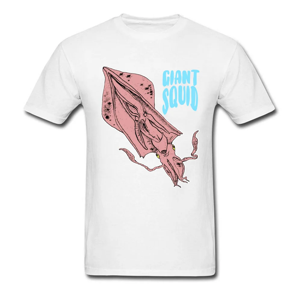 T Shirt Giant Squid Ocean Sea Animal Fall Short Sleeve 100% Cotton Fabric Crewneck Men Top T-shirts Normal Tee Shirt Hot Sale Giant Squid Ocean Sea Animal white
