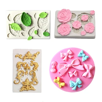 4PCS set Leaf Silicone mold Rose Flowers silicone mold Border Silicone Mold Many Mini bow wedding cake decorating tools
4PCS set Leaf Silicone mold Rose Flowers silicone mold Border Silicone Mold Many Mini bow wedding cake decorating tools