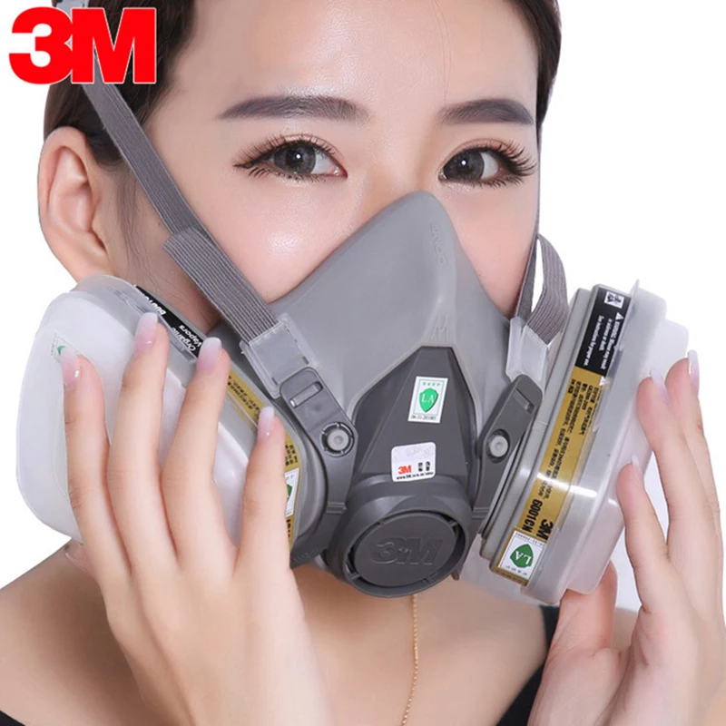 3M 6200 Respirator Gas Mask 7 Suit 3M 6001 Chemical Filter Paint Spray Anti-Fog Haze Pesticide Formaldehyde Particles Half Mask (5)